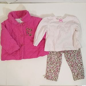 Little Me coat, Shirt, pants matching set